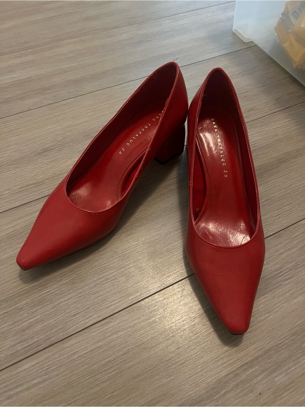 ZARA red block heels